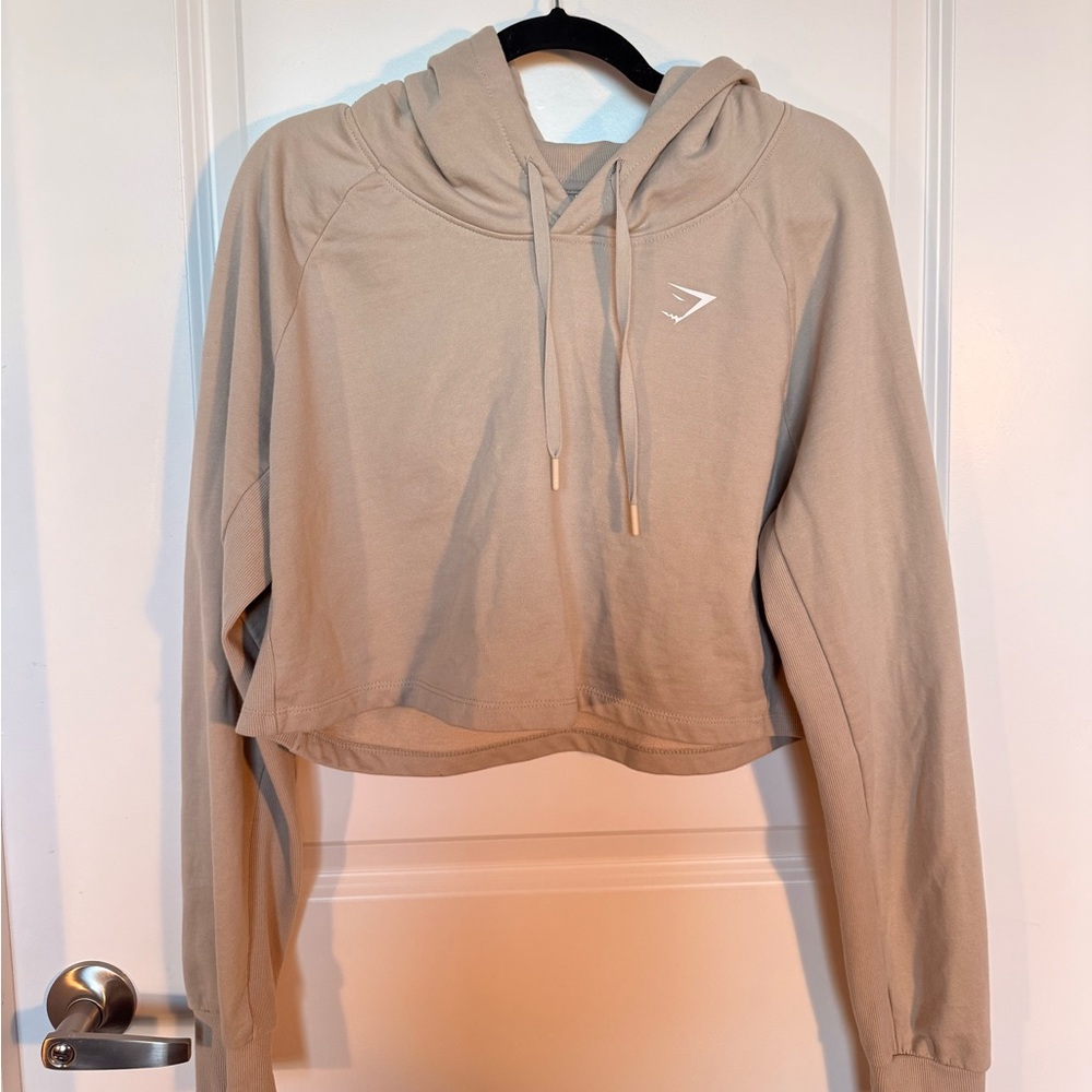 Gymshark Light Tan Cropped Hoodie
